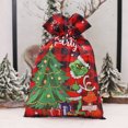 thumbnail image 1 of Bolsas de regalo de embalaje de almacenamiento de saco de Papá Noel con cordones de Feliz Grinchmas a cuadros rojos, 1 of 3