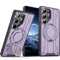 for Samsung Galaxy S25 Ultra Rugged Grip Phone Case Compatible with MagSafe, 360 Rotating Ring Holder Stand Magnetic Case, Military-Grade Protection Anti-Scratch Anti-Slip Shockproof Cover,Purple