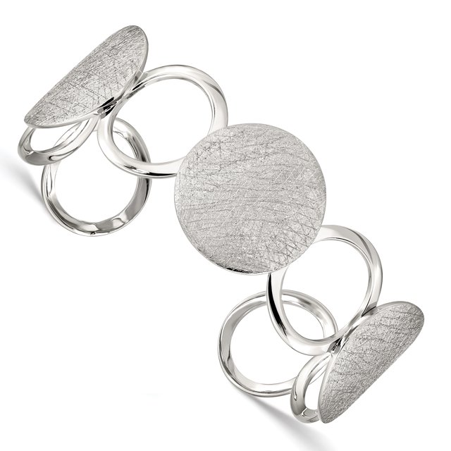 925 Sterling Silver Circles Bangle Bracelet Cuff