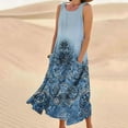 thumbnail image 2 of Womens Casual Maxi Dress Plus Size Vintage Printed Summer Boho Vacation Dresses Casual Round Neck Sleeveless Beach Tank Dresses Trendy T Shirt Long Dress with Wide Pockets 2024, 2 of 5