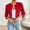 Red, variant on Scyoekwg Women 3/4 Sleeve Pleated Collarless Cropped Jacket Open Front Short Dressy Shrug Coat Casual Layering Jacket for Wedding Party Daily (White,XS)