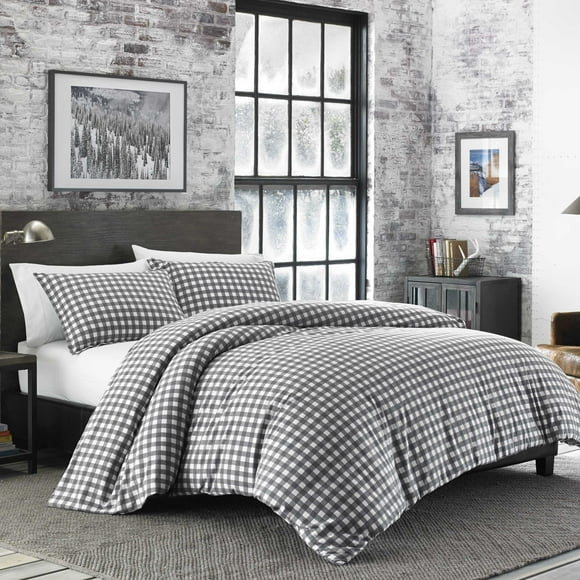 Eddie Bauer - King Comforter Set, Reversible Cotton Bedding with Matching Shams, Home Decor for Colder Months (Preston Grey, King)