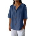 thumbnail image 1 of Vestidos Casuales Para Mujer, Blusas De Mujer De Moda Camiseta de lino con cuello y botones para mujer, informal, de manga larga, para el hogar, 1 of 6