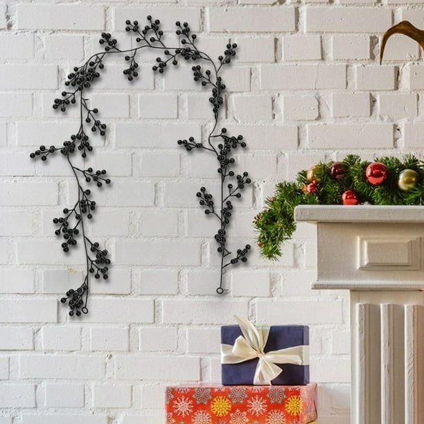 Tallos artificiales de bayas negras, 1,7 m, decoración navideña para el hogar, ramas de acebo para árbol de Navidad, boda, decoración navideña.