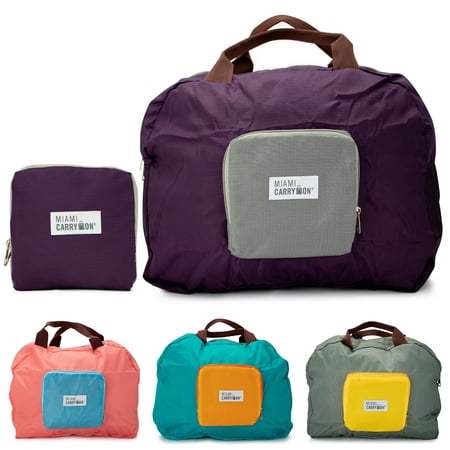 Miami CarryOn Travel Foldable Handbag – Folds to a Compact 6 x 6 x 1-1/2