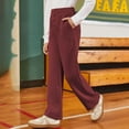 thumbnail image 4 of Kiijoy Big Girls High Waisted Straight Leg Pants School Uniform Stretch Pants, Sizes 9-10, 4 of 8