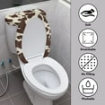 thumbnail image 3 of Renewold Stretchable Toilet Seat Lid Cover 2 Pieces Cow Print Toilet Lid Cover Toilet Tank Covers Set Brown Bathroom Decoration Anti-Slip Elastic Edge, 3 of 6