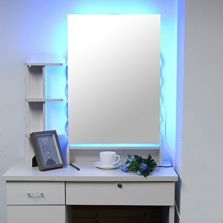 LED Wall Mounted Lighted Dimmable Vanity Bathroom Home/Office LED Lighted Mirror Hanged Two-Way Frameless Backlit Wall Mirror Anti-Fog with Touch