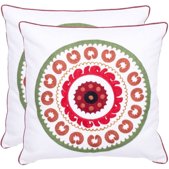 SAFAVIEH Sunder Bohemian Pillow, 18" x 18", Red, Set of 2