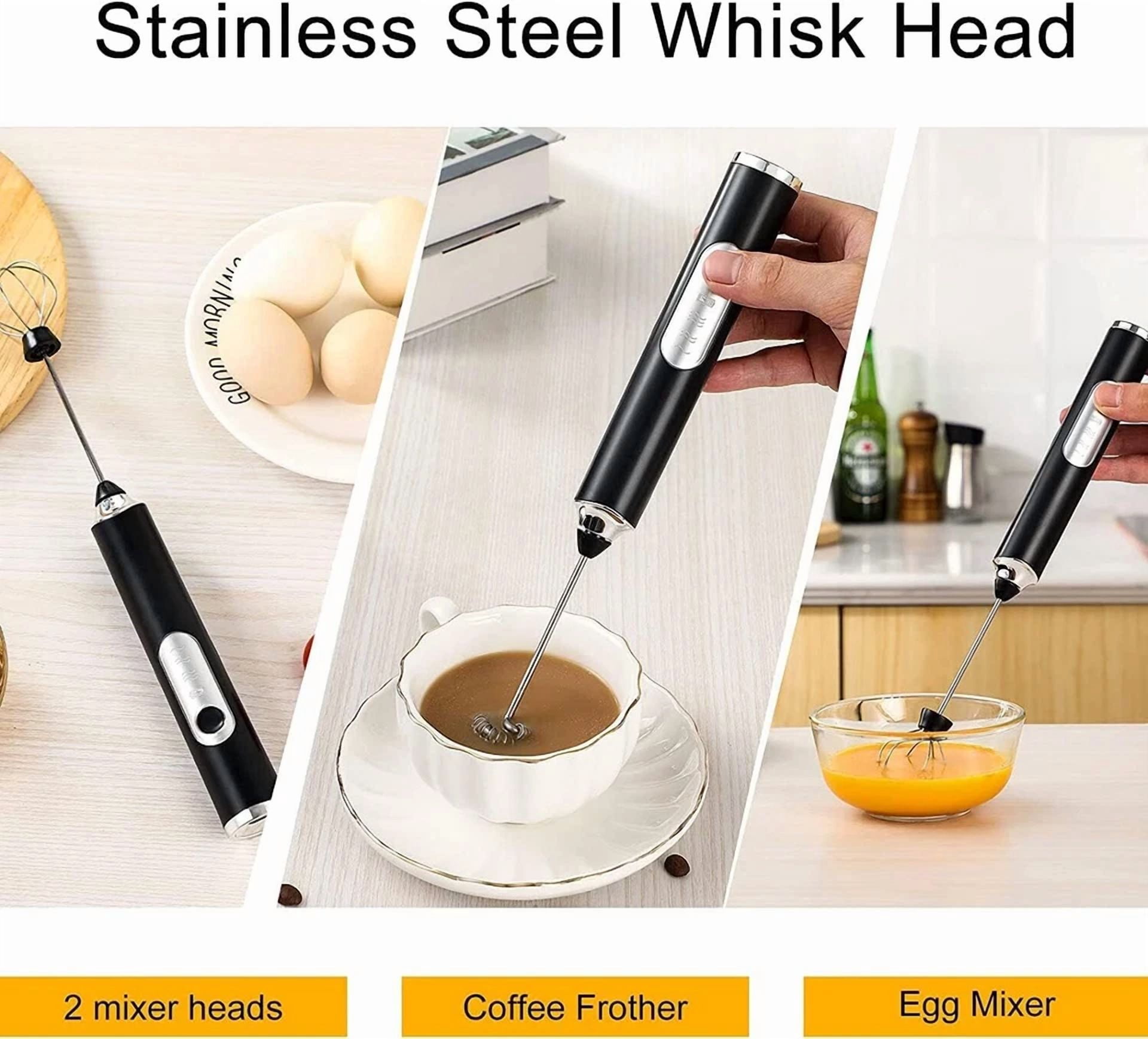 Electric Milk Frother Double Whisk Handheld Coffee Foam Mixer Usb Rechargeable??