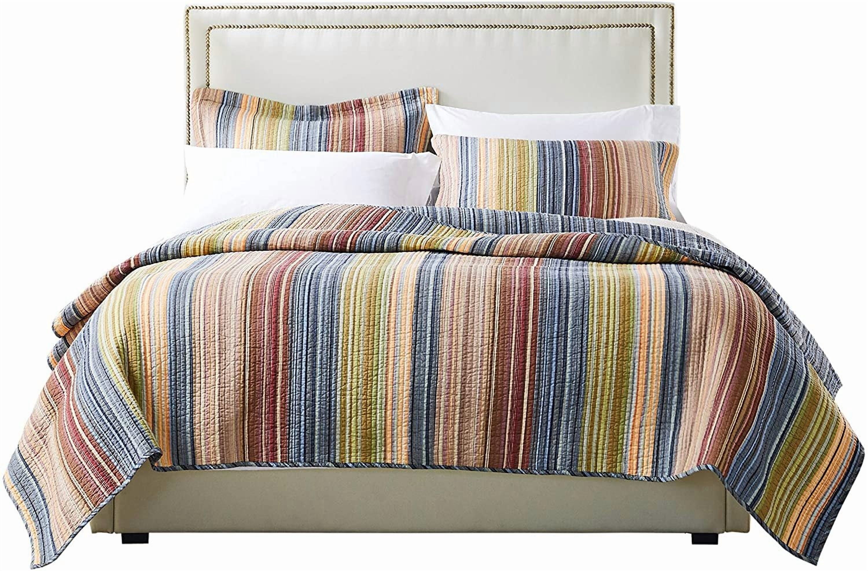 Greenland Home Katy Boho Stripe 100% Cotton Quilt and Pillow Sham Set, 3-Piece King/Cal King