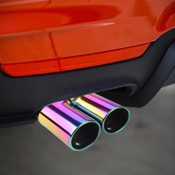 Punta de escape de coche universal de acero inoxidable, 16,5x12,5x8cm Tapa de tubo de escape decorativa negra o multicolor, fácil de instalar Salida de silenciador modificada para la mayoría de los