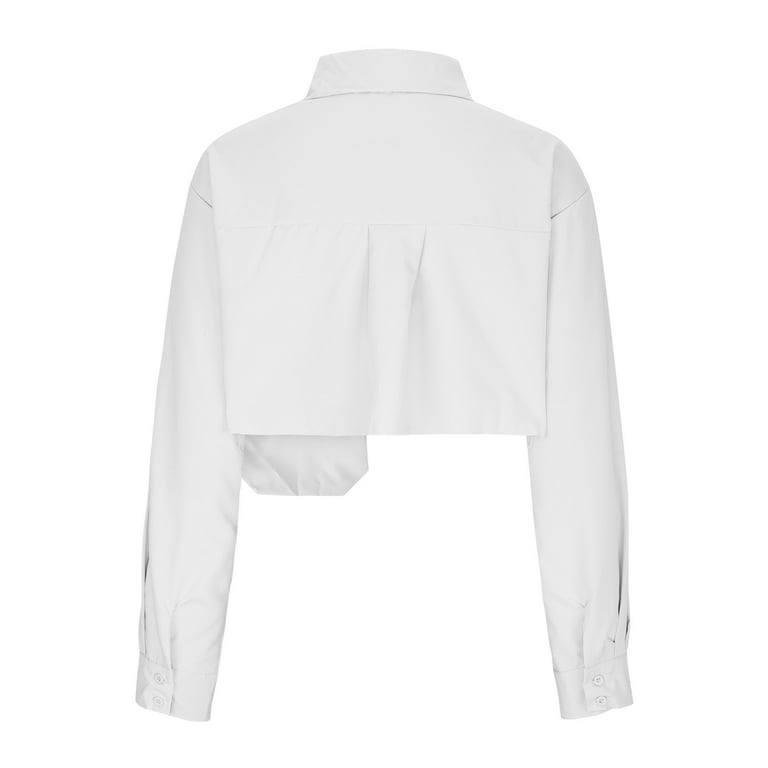 White Cropped Button Down Shirt