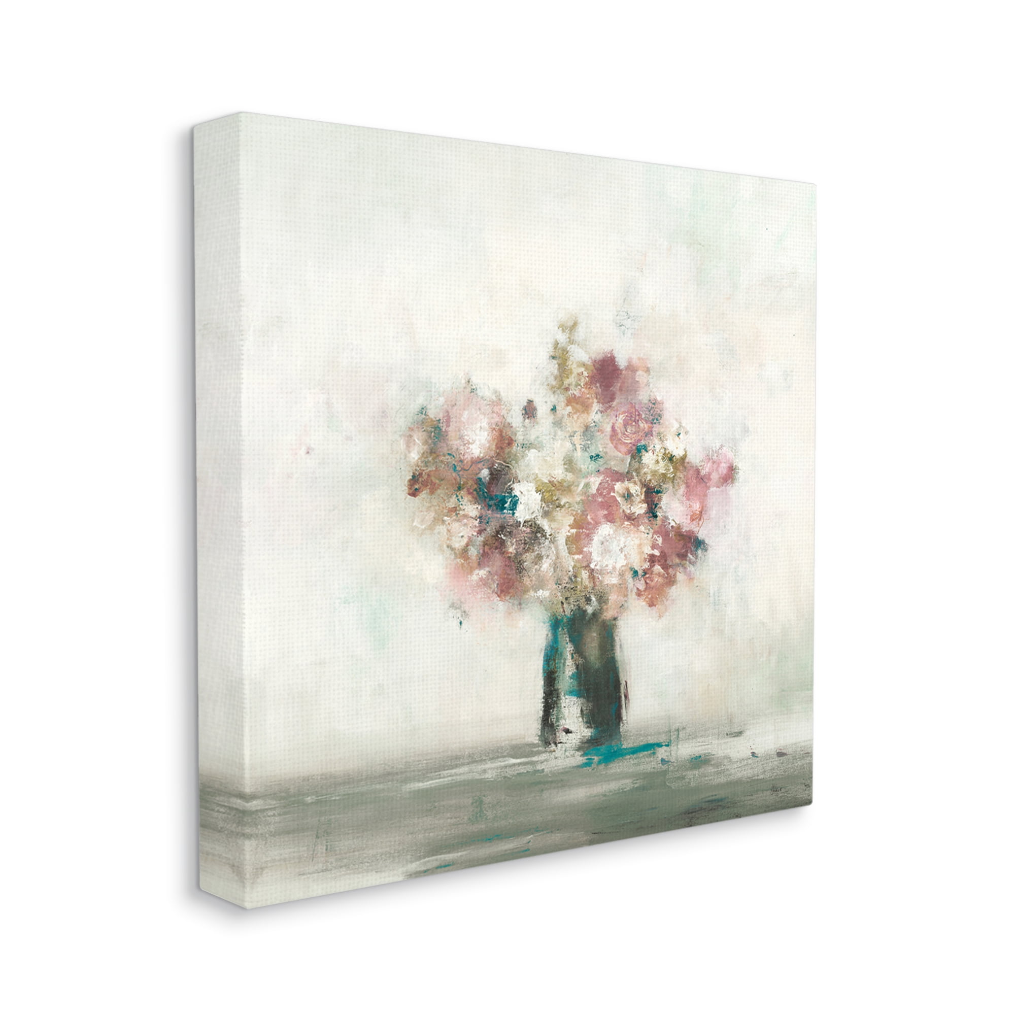Stupell Industries Muted Subtle Pink Flowers in a Vase Painting Floral & Botanical Painting Wrapped Canvas Canvas Art Print Wall Art, 24 x 24