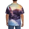 thumbnail image 3 of Yiaed Colorful Cloud Sleeping Cat Print Mens Casual Wrinkle Free Shirts Short Sleeve Button Down Summer Stretch Dress Shirt-3X-Large, 3 of 5