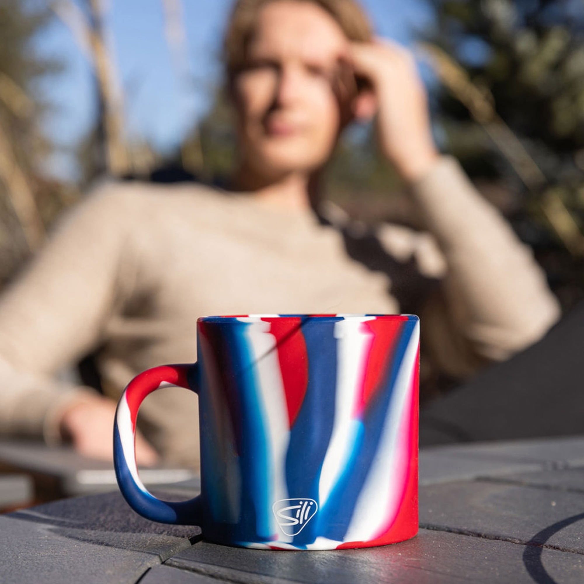 2 Pack 16oz Silicone Coffee Mug, The Patriot (Red, White, Blue)