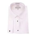 thumbnail image 5 of Marquis Slim Fit White Textured Spread Collar French Cuff Cotton Tuxedo Shirt, 5 of 6