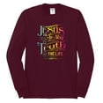 thumbnail image 2 of Wild Bobby, Jesus Is The Way John 14:6 Bible Verse, Inspirational/Christian, Men Long Sleeve Shirt, Maroon, Medium, 2 of 3