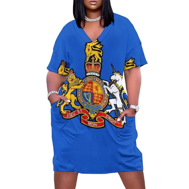 BRITISH ROYAL COAT OF ARMS Loose Pocket Dress summer women's suit Summer dresses for women woman dress