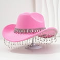 thumbnail image 2 of UJNDER Stylish Cowboy Hat for Women and Men with Large Round Gemstone Fringe and Rhinestone Decorations Ideal for Parties and Events Pink, 2 of 3