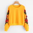 thumbnail image 2 of Chandail en Molleton à Manches Longues pour Femmes avec Broderie Rose, Col Rond, Pull-Over, 2 of 6