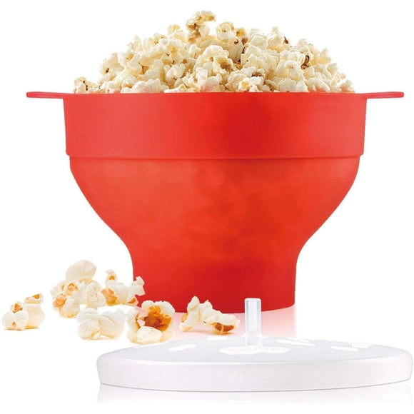Yomitek Microwave Popcorn Popper, Silicone Hot Air Popcorn Maker Bowl Collapsible with Lid for Home