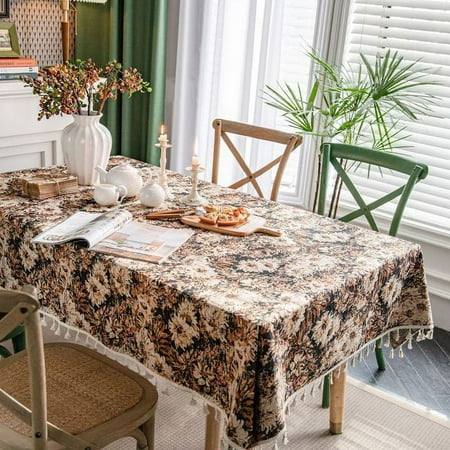 

Tablecloth Jacquard Oil Painting Table Cover Thick Bue Flowers Rectangular Wedding Dining Table Cover Tea Table Cloth