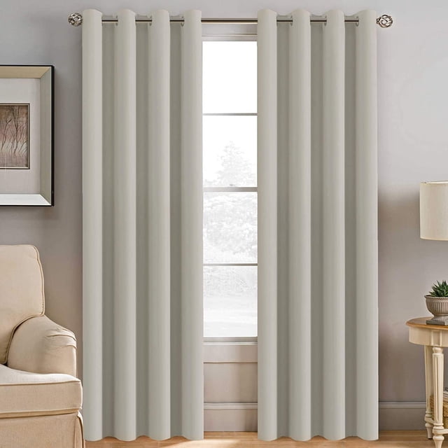 Cortinas blancas de 96 pulgadas de largo, paneles de tratamiento de ventana/cortinas para sala de estar, diseño moderno, paneles de cortina con ojales para comedor, juego de 2, color marfil/crema, 52 pulgadas de ancho x 108 pulgadas de largo