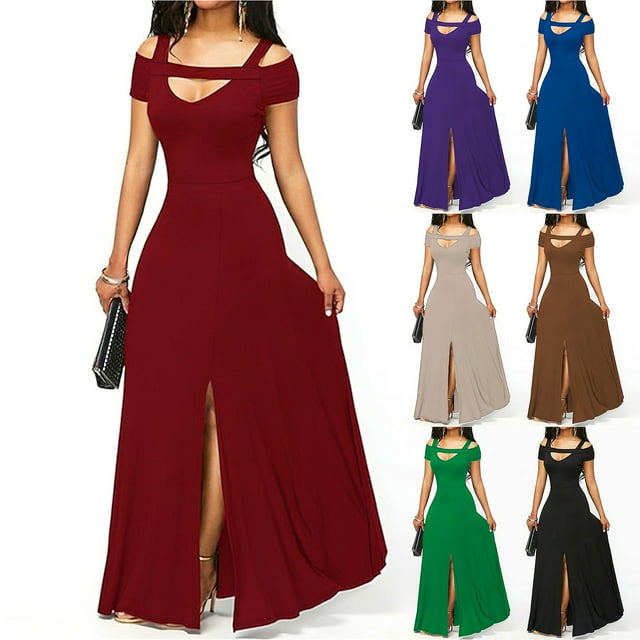Gspmoly Robes Décontractées pour Femmes, Printemps et Su Robe Longue Aguichant de Printemps et d'Été pour Femmes Style Épicé Fille Haute Élasticité Couleur Unie Robe-Jupe pour Femmes Robes Formelles pour Femmes Articles en Liquidation