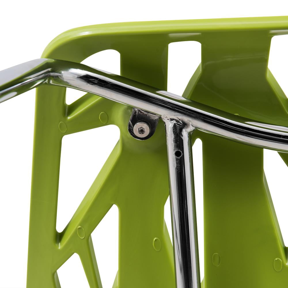 LeisureMod Dining Chair with Molded Polypropylene Seat and Chrome Legs Tree-Inspired Cutout Back Design Stackable for Modern Home, Kitchen, Cafes Asbury Collection