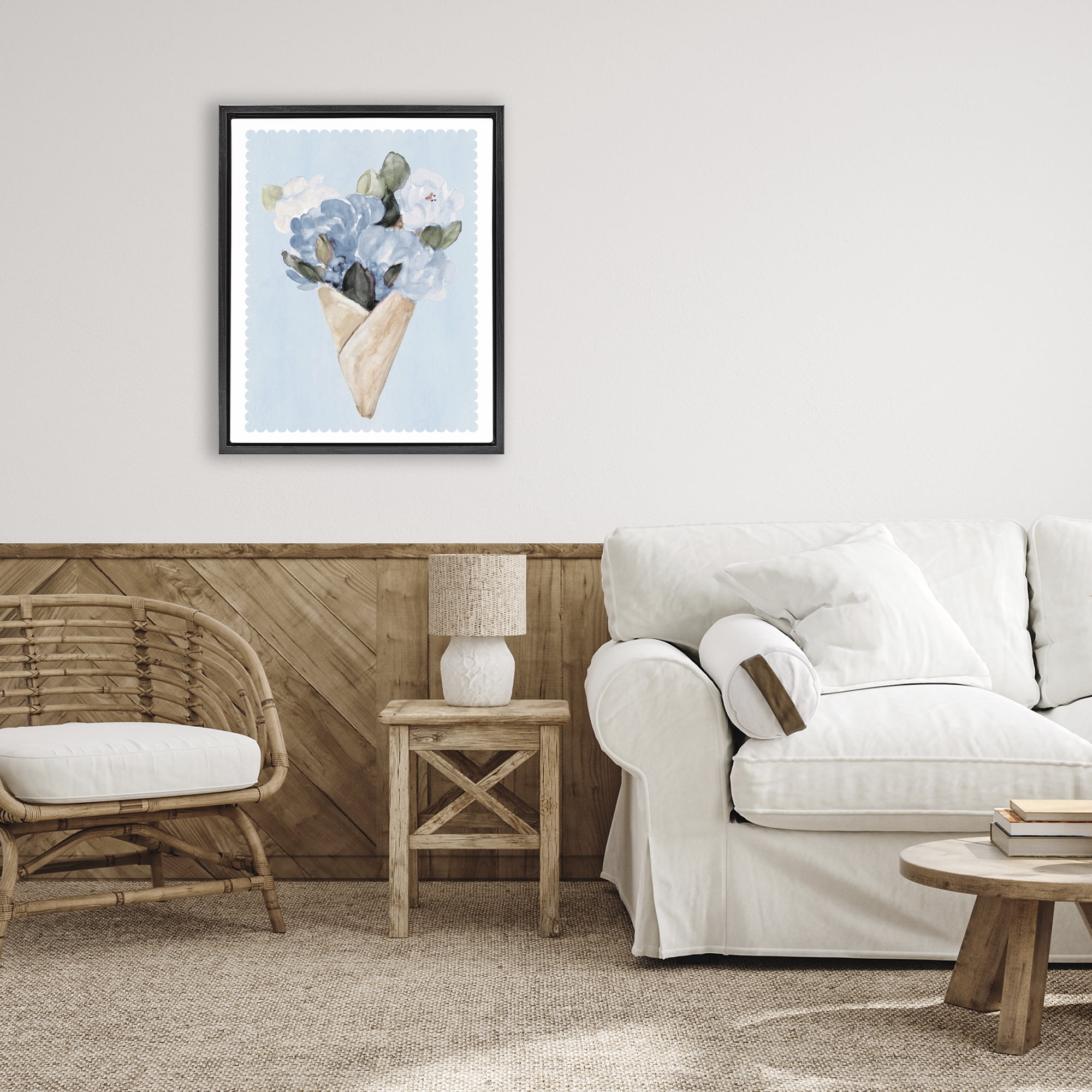 Stupell Industries Blue Gift Bouquet Black Framed Floater Canvas Wall Art, design by Lanie Loreth