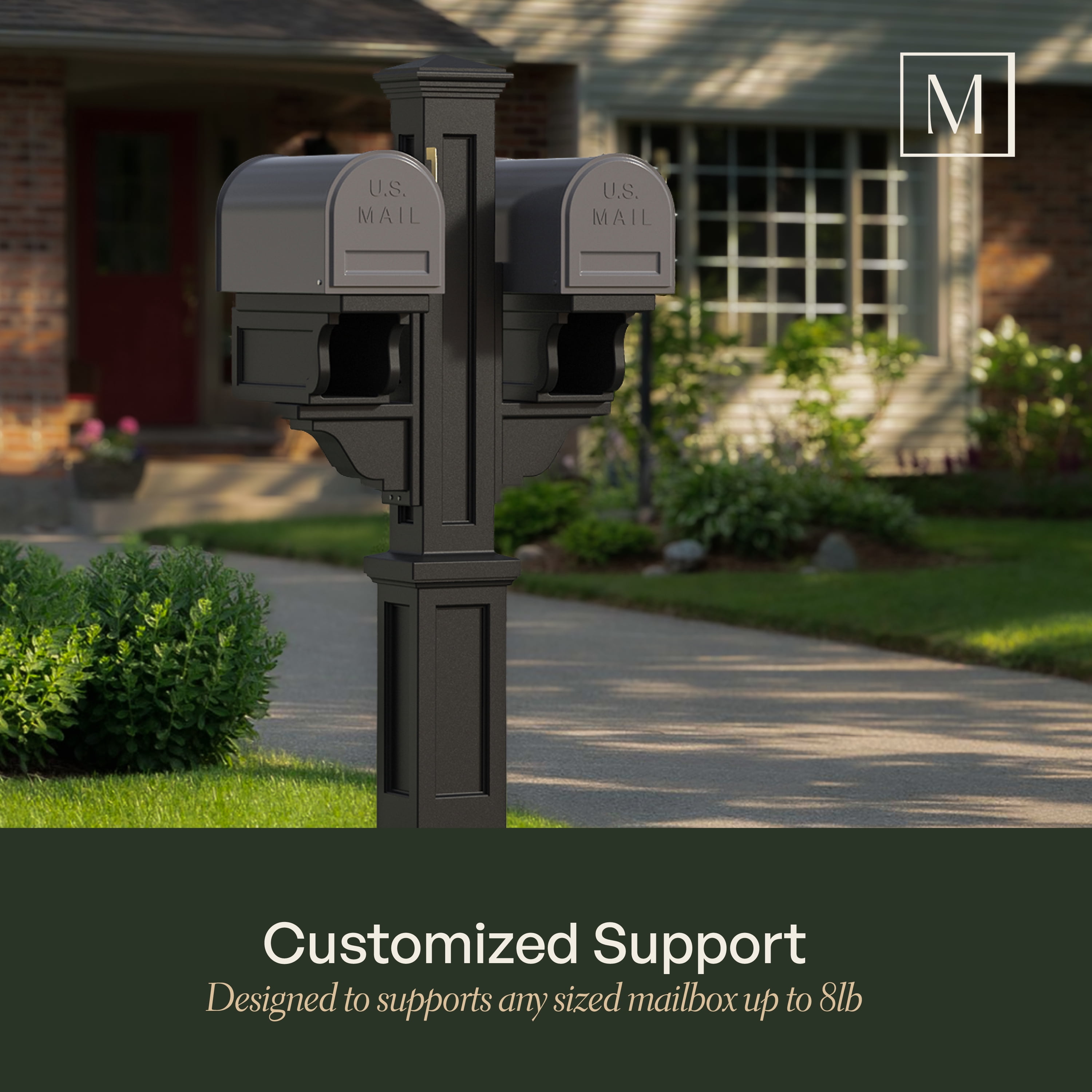 Mayne Rockport Double Mailbox Arm Mount White Plastic Mailbox Post