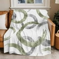 thumbnail image 2 of Vintage Green Gray Circle Lines Flannel Blanket for Bed,Travel and Camping, Abstract Art White Background Super Soft Cozy Blanket for All Seasons 60"x80", 2 of 7