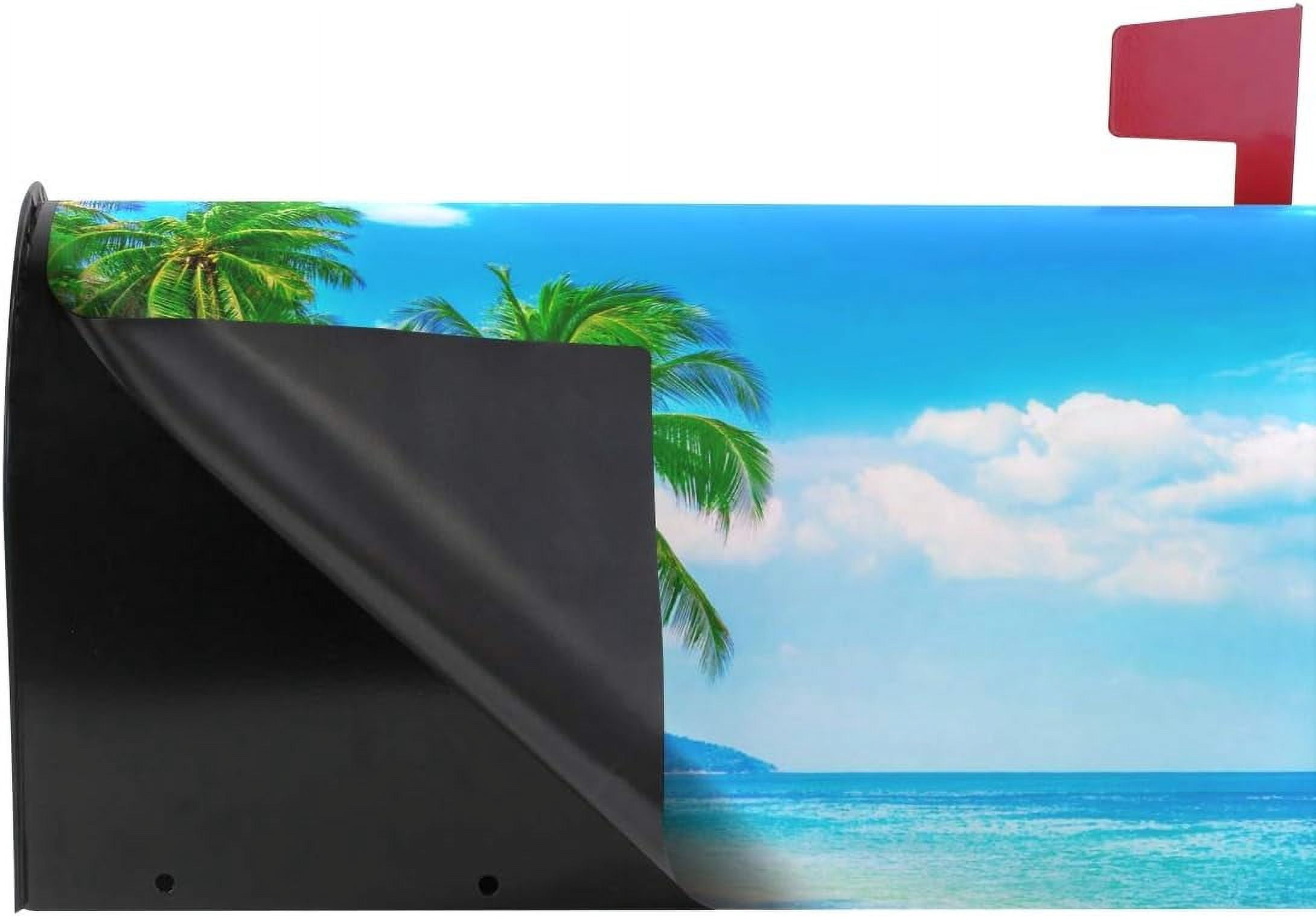Beautiful Beach Magnetic Mailbox Cover MailWraps Garden Yard Home Decor for Outside Oversized-25.5" x20.8"