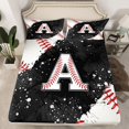 thumbnail image 2 of jejeloiu Letter A Monogrammed Twin Sheet Sets,Baseball Sport Game Twin Fitted Sheet,Black Splashing Ink Flat Sheet For Girls,Microfiber Room Decorative,3 Pieces, 2 of 7