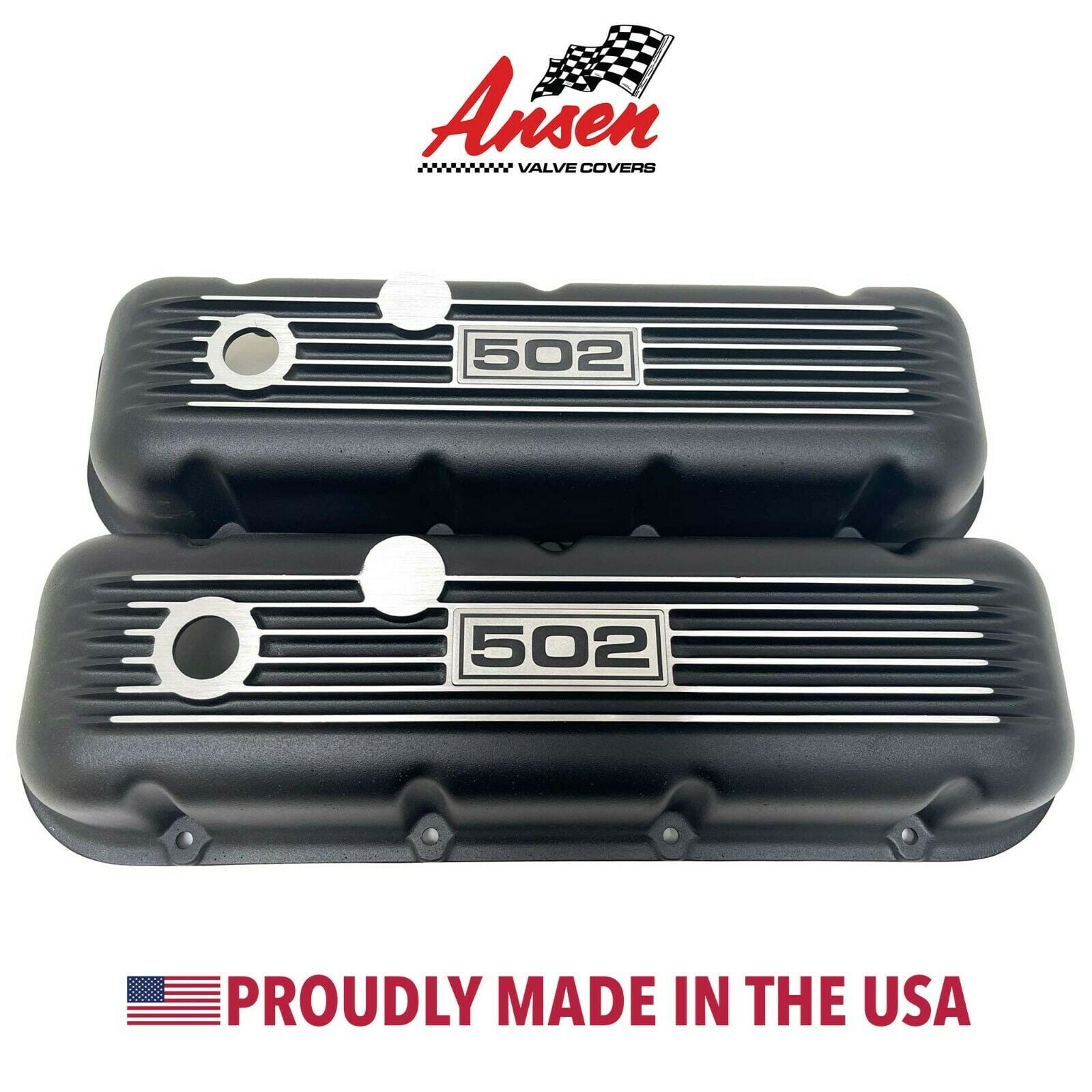 Big Block Chevy 502 Valve Covers Classic Finned Black Ansen USA