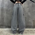 thumbnail image 5 of KAUOD Baggy Cargo Jeans for Girls Kids Wide Leg Baggy Jeans Y2K Distressed Jeans Kids Cargo Pants Loose Distressed Denim Pants, 5 of 9