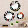 thumbnail image 1 of Designart "Fusion Of Multicolor Labyrinthe" Miroir Rond Formes Abstraites Ensemble de 3 - Miroir Rond Noir Moderne Décoration Murale de Chambre, 1 of 5