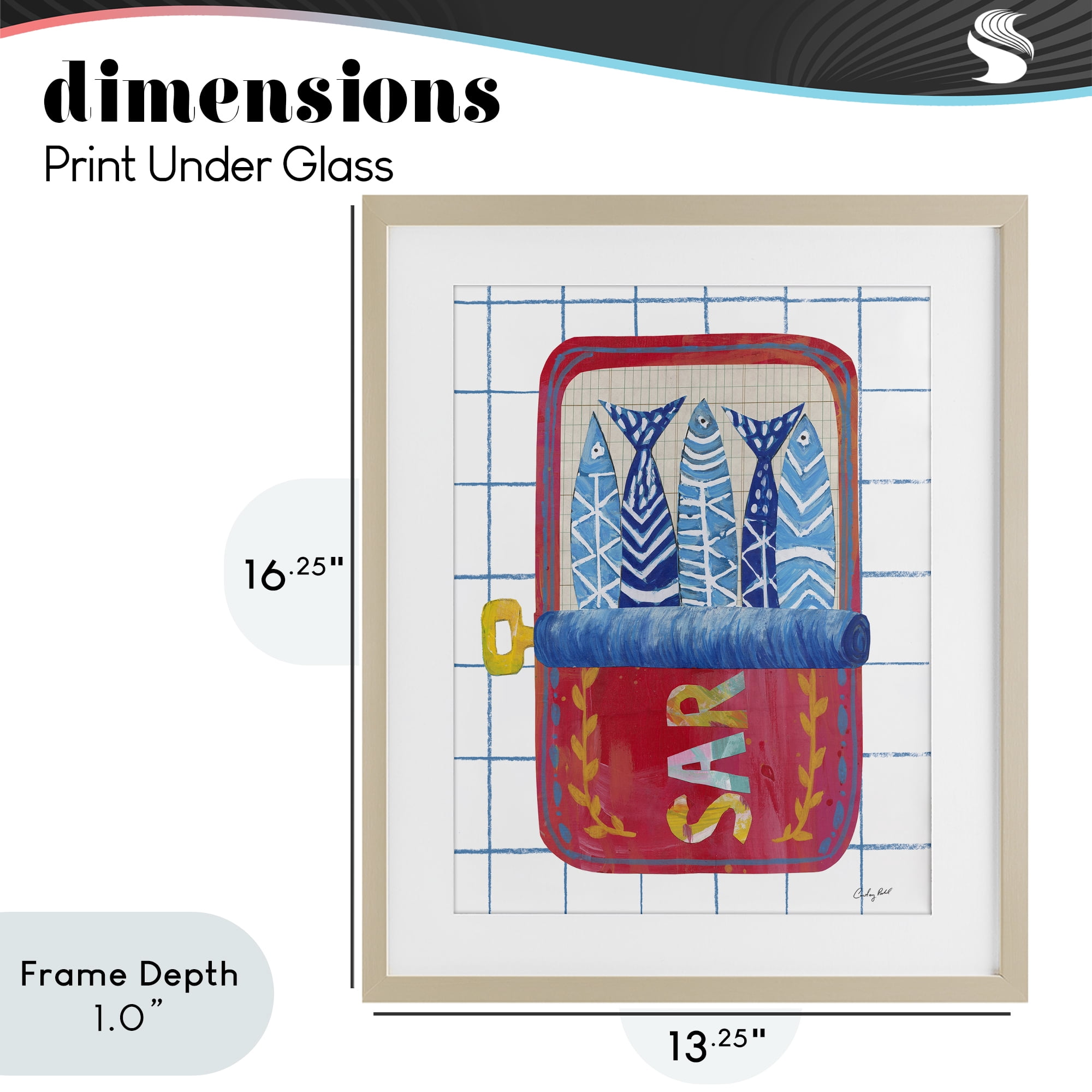 Stupell Industries Silly Sardines Red Tin Birch Framed Print Under Glass, design by Courtney Prahl