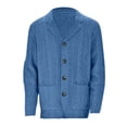 thumbnail image 4 of Dpytoraw Men Solid Color Knitted Button Up Cardigan With A Lapel Pocket And Flower Coat Fashionable Business Casual Sweater, 4 of 5