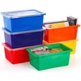 thumbnail image 3 of Nicunom 6 Pack Small Cubby Bins Storage Bins with Lids, 5 Qt Plastic Storage Bins Colorful Toy Storage Containers, Stackable Organizer Cubbies for Classroom Home, 3 of 8