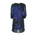 thumbnail image 2 of Atina Cristina Women's Floral Print Shift Dress Keyhole T8027AE11 Sz Small Blue, 2 of 2