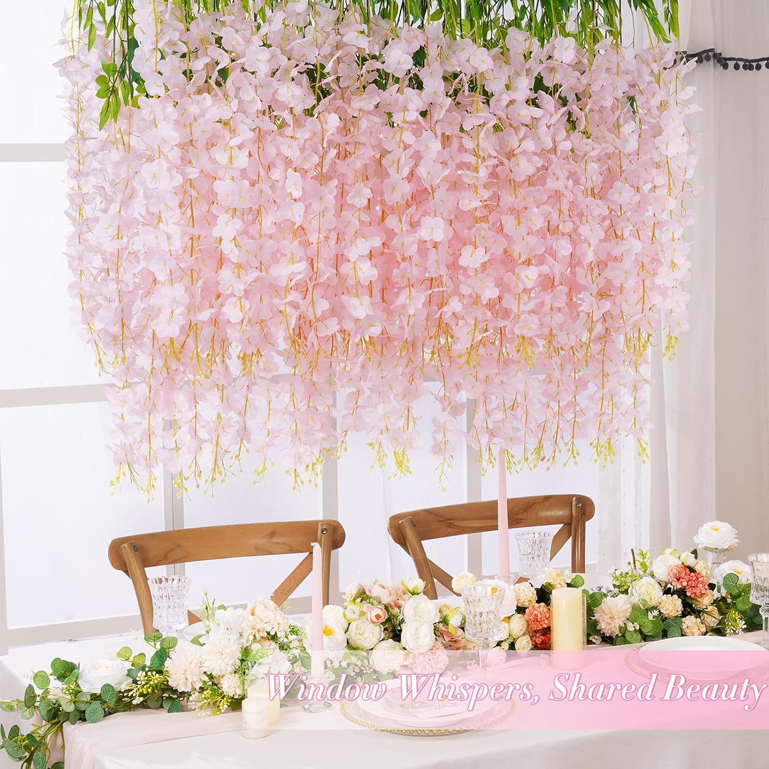 Wisteria Hanging Flowers, 3.6 Feet/Pcs Pink Wisteria Artificial Flowers, Fake Wisteria Flowers Garland, Hanging Wisteria Vines for Bedroom Wedding Home Party Wall Decoration