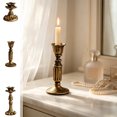 thumbnail image 7 of Vintage Candle Holder, French Style Floral Carved Taper Candlestick with Antique Gold Distressed Finish, Table Centerpiece Candle Holder for Wedding, Dining Table, Mantel, and Home Decor, 7 of 7
