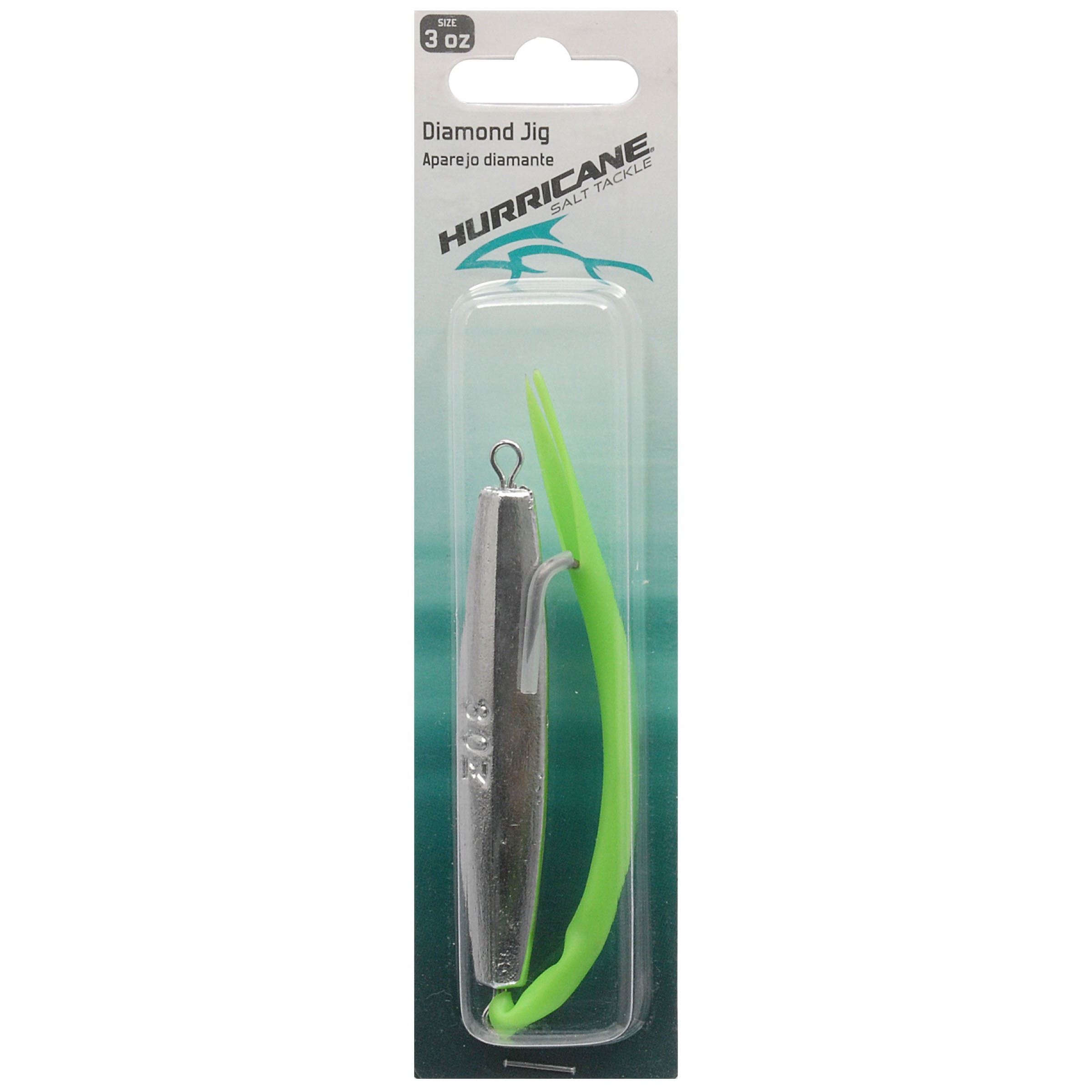 (2 pack) Hurricane Chartreuse/Chrome-Plated DJ3-CHT Diamond Jig 3 Oz./Bright/Durable Tails, Fishing Jigs