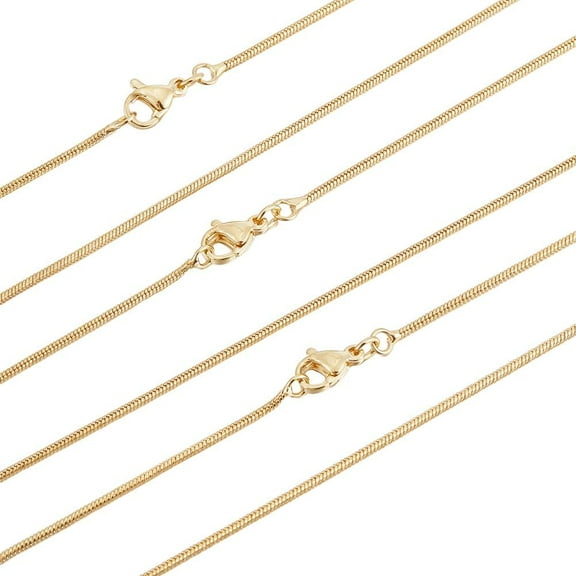 6Pcs 45CM 18 Inch Serpentine Chains 18k Gold Plated Fine Cable Curb End Necklace Snake Chains Bulk with Lobster Clasps for Jewelry Making Gold
