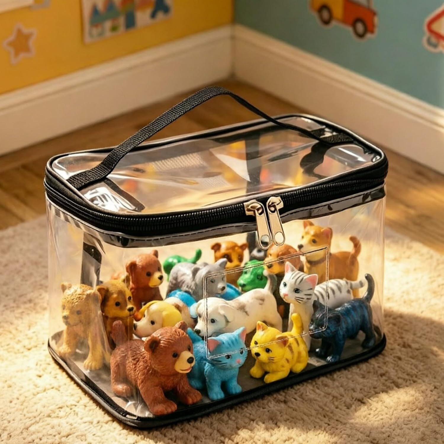 3 Pack Toy Storage Bags with Handles, Clear PVC Organizer for Building Blocks, Large Capacity Waterproof Toy Storage for Kids(xxw)