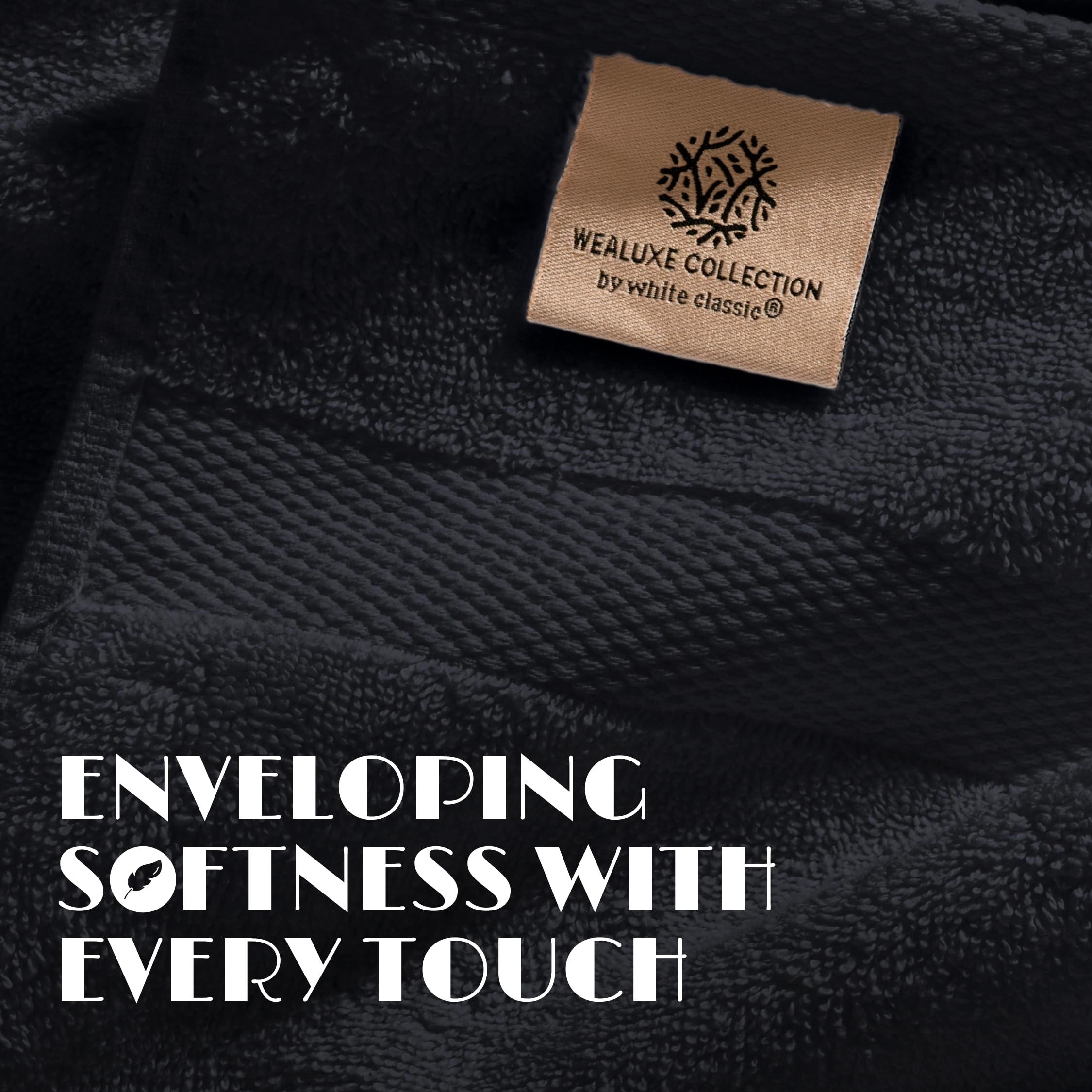 White Classic Luxury 650 Gsm Cotton Bath Sheet Towels, Extra Large Bathroom Towels Oversized, Black, 35 x 70, 2 Pack