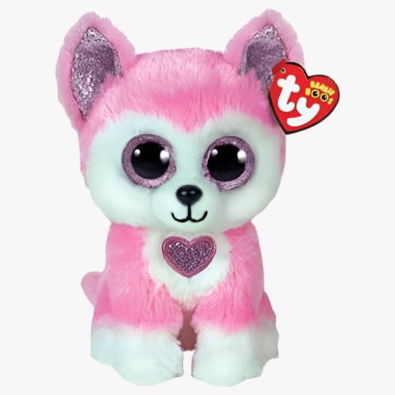 TY Beanie Boos  VALENTINE HUNK HUSKY (Glittery Eyes) 6 inch Plash