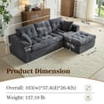 thumbnail image 5 of Housiney 103 inch Cloud Sectional Couch, Modern Modular Sofa with L-Shape Chaise, Corduroy Couches for Living Room Bedroom, No Assembly Required, Gray, 5 of 9